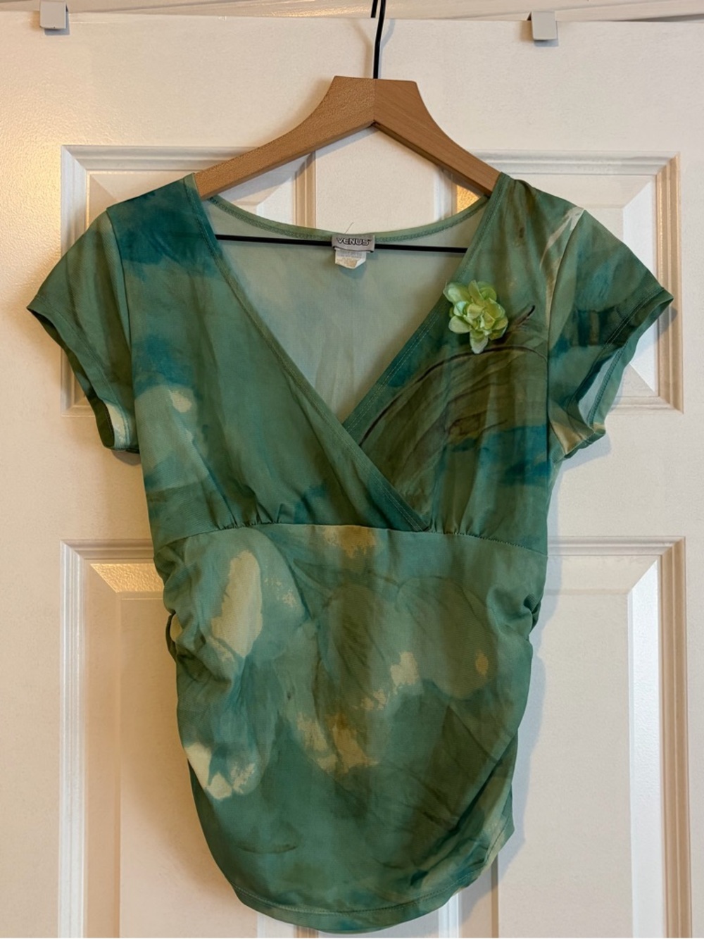 green ruched top